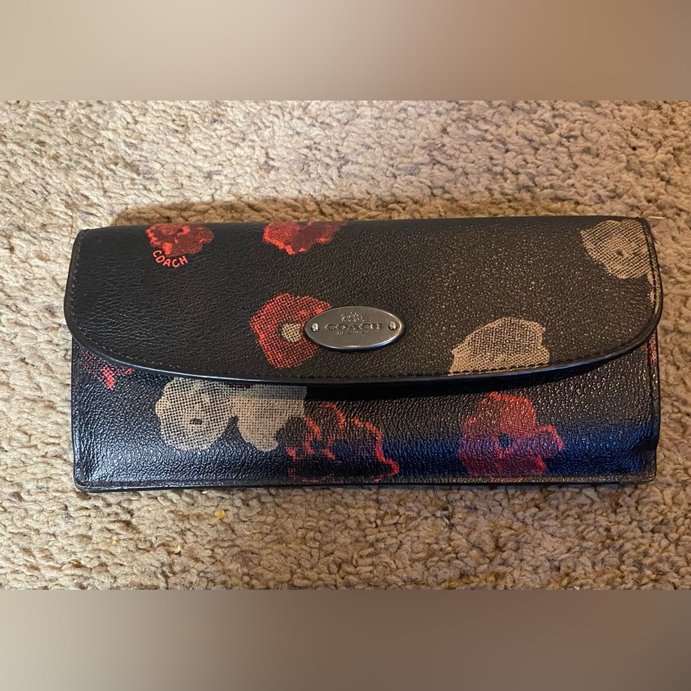 Coach Large Black Floral Wallet
